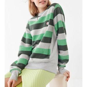 champion oversized sporty striped crew neck sweatshirt